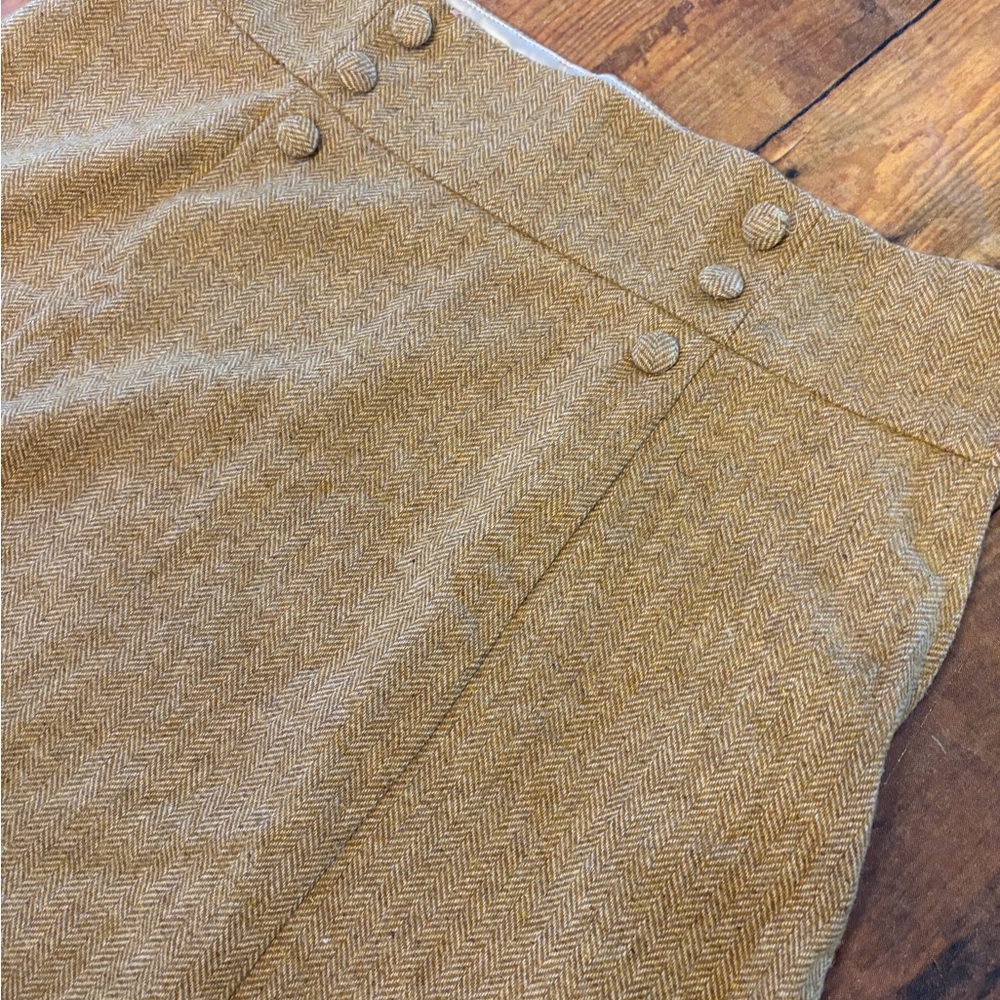 Modcloth Tweed Mustard A-Line Skirt Sz 20 Twee Retro 50s Rockabilly - Picture 4 of 8